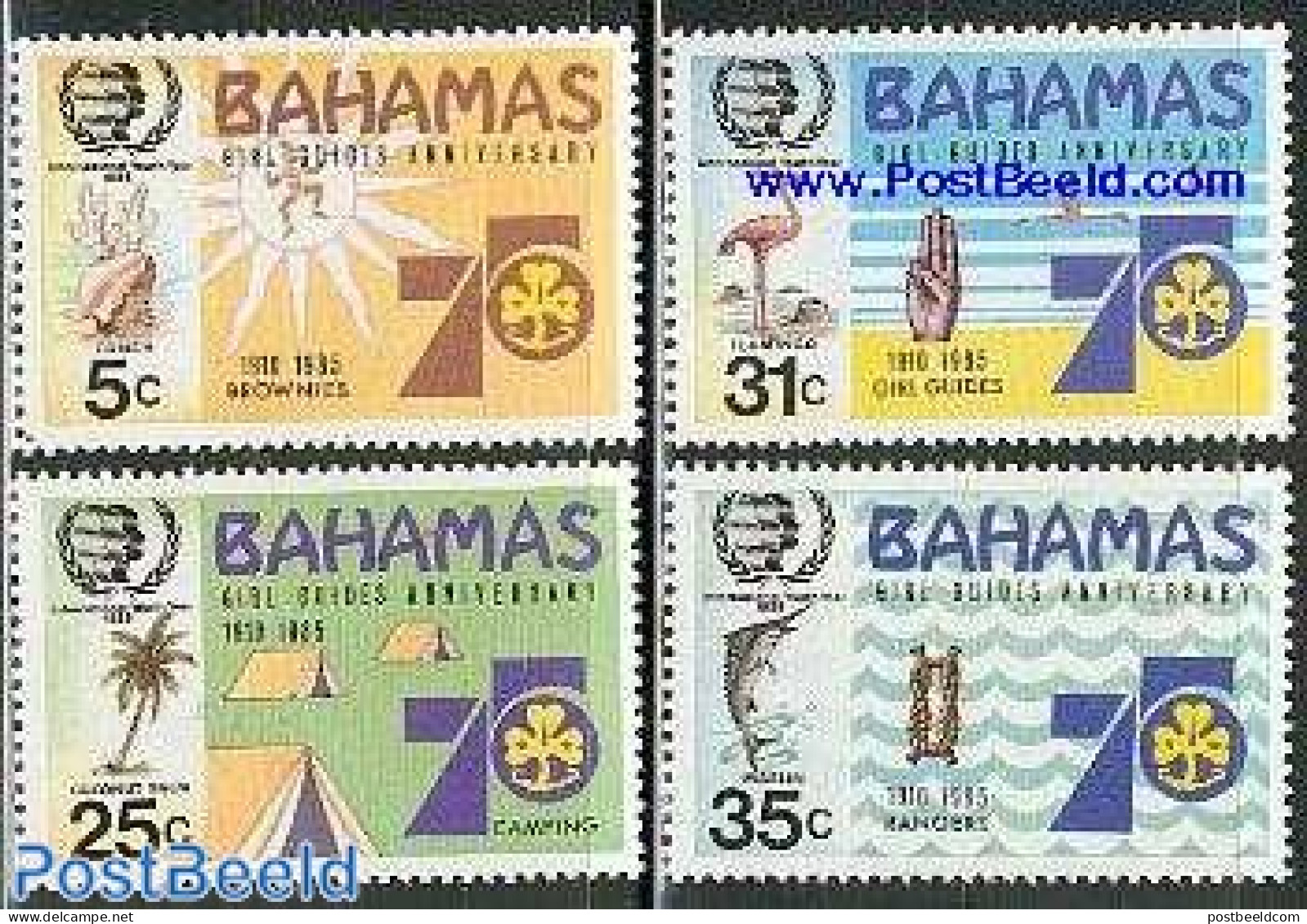 Bahamas 1985 Int. Youth Year 4v, Mint NH, Nature - Sport - Various - Birds - Fish - Shells & Crustaceans - Scouting - .. - Poissons