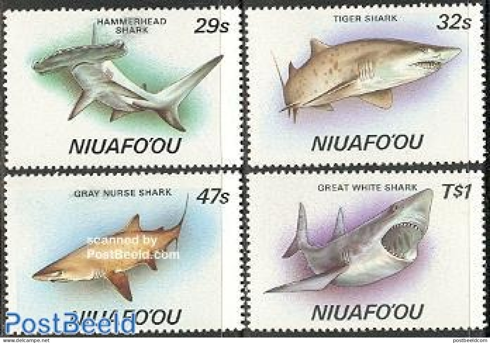Niuafo'ou 1987 Sharks 4v, Mint NH, Nature - Fish - Sharks - Poissons