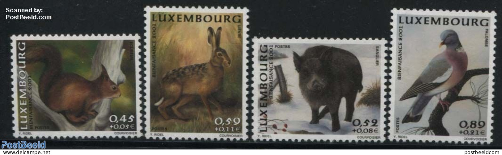 Luxemburg 2001 Welfare, Animals 4v, Mint NH, Nature - Animals (others & Mixed) - Birds - Rabbits / Hares - Unused Stamps