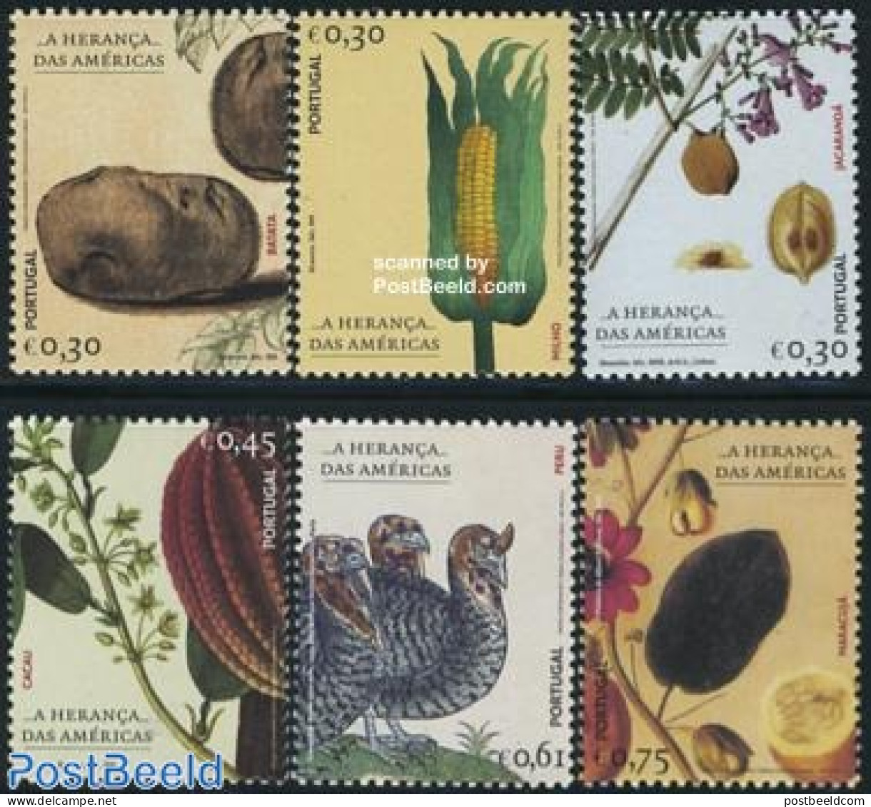 Portugal 2007 Heritage From America 6v, Mint NH, Health - Nature - Food & Drink - Birds - Poultry - Nuevos