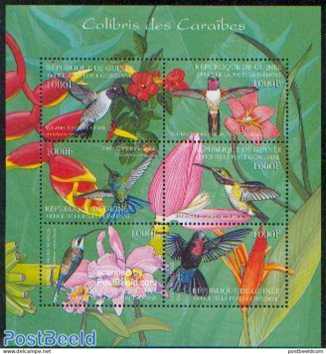 Guinea, Republic 2002 Hummingbirds 6v M/s /Archilucbus, Mint NH, Nature - Birds - Flowers & Plants - Autres & Non Classés