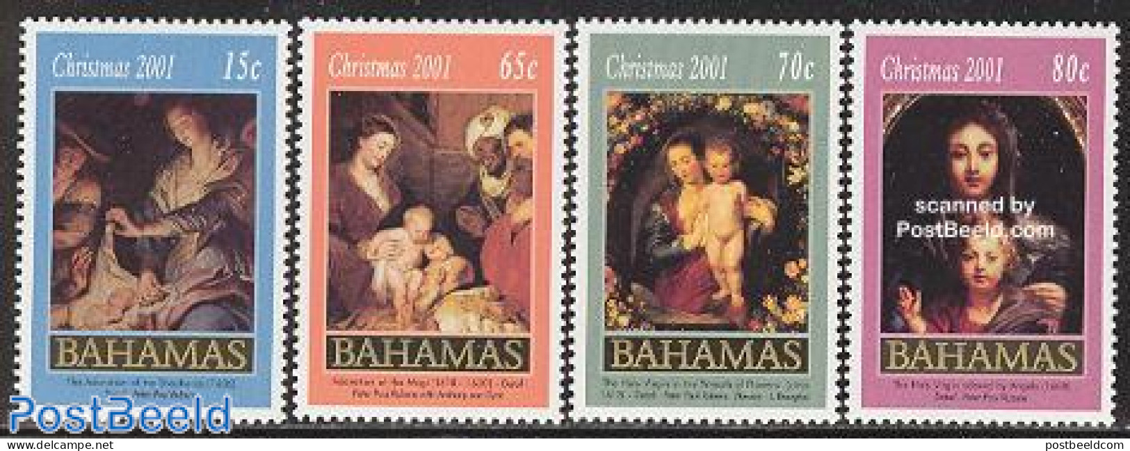 Bahamas 2001 Christmas, Paintings 4v, Mint NH, Religion - Christmas - Art - Paintings - Rubens - Noël