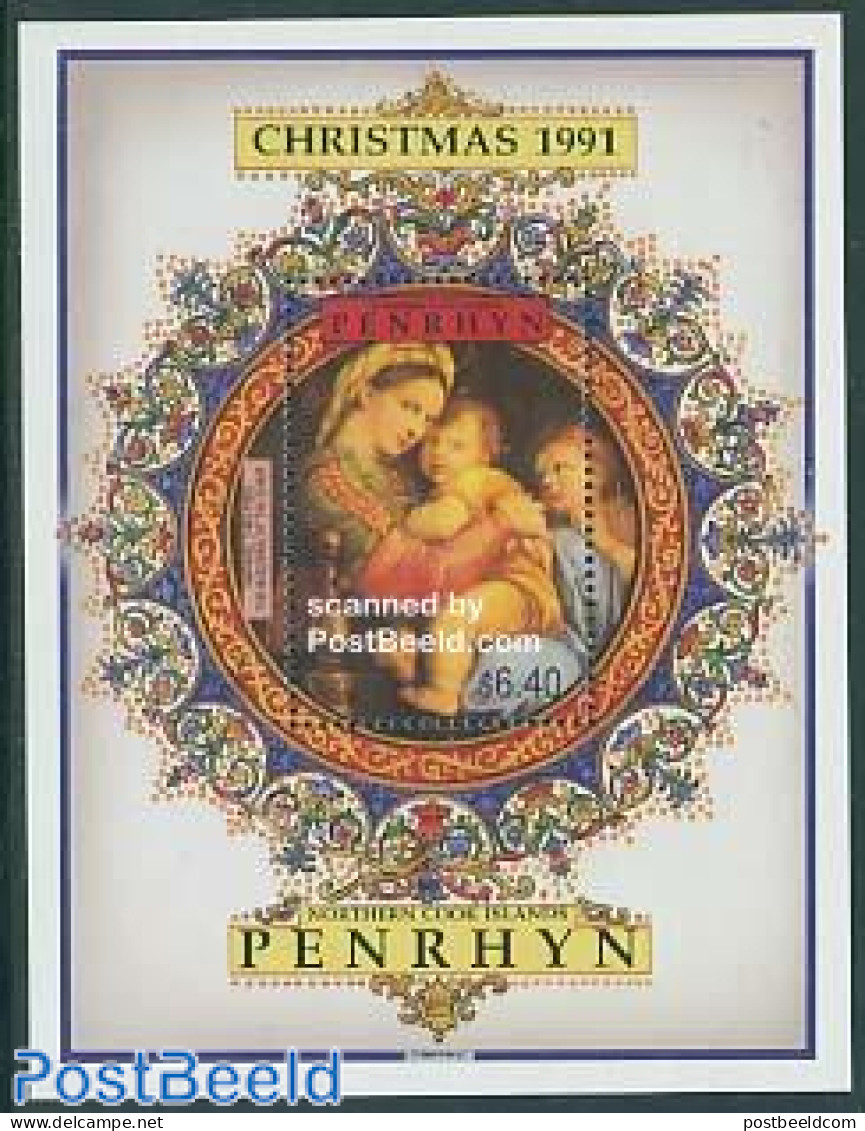 Penrhyn 1991 Christmas S/s, Mint NH, History - Religion - Netherlands & Dutch - Christmas - Art - Paintings - Géographie