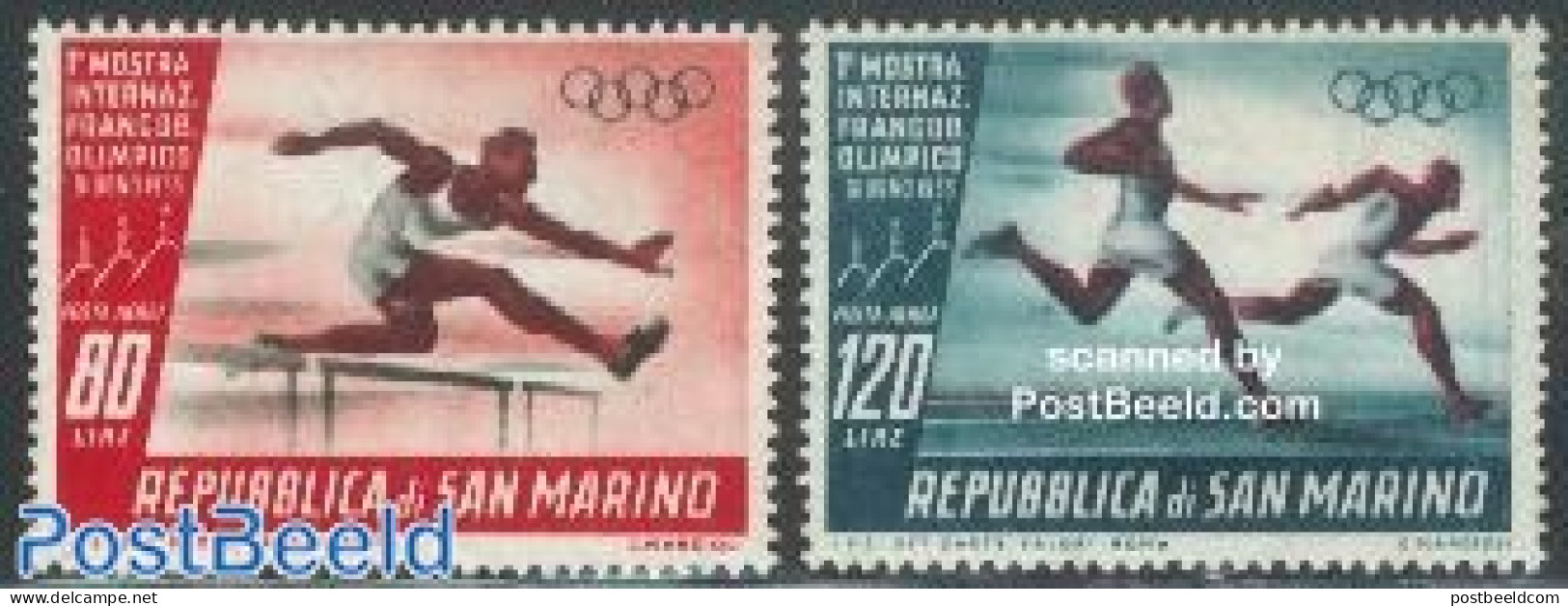 San Marino 1955 Olympic Stamp Exposition 2v, Mint NH, Sport - Olympic Games - Sport (other And Mixed) - Philately - Neufs
