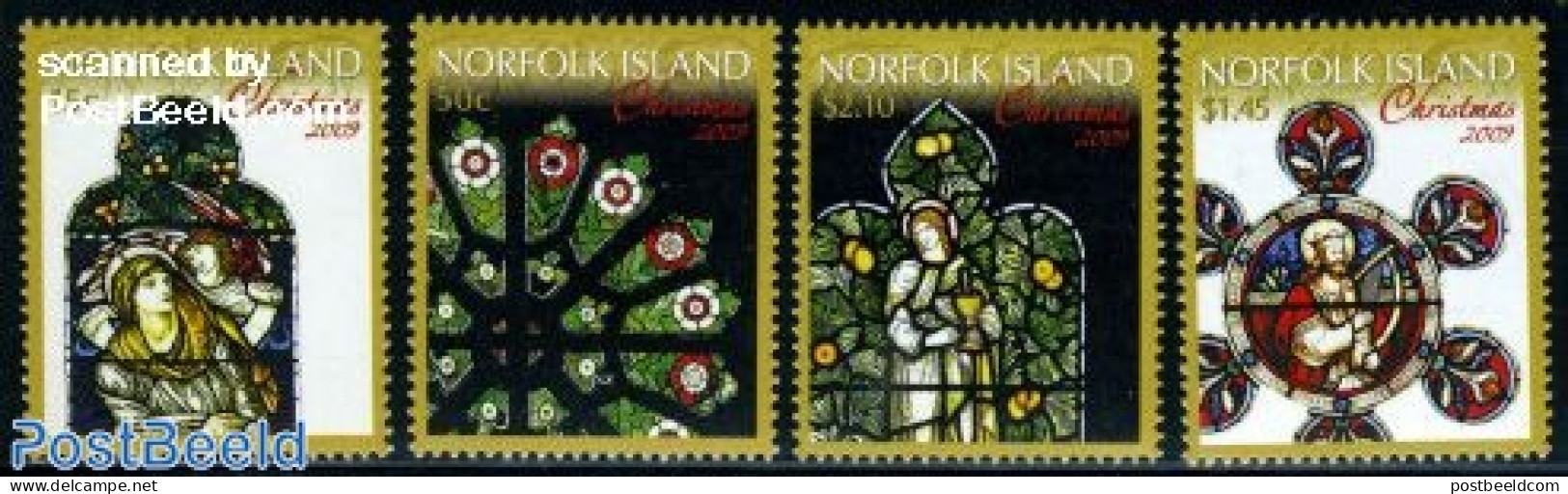 Norfolk Island 2009 Christmas 4v, Mint NH, Art - Stained Glass And Windows - Glasses & Stained-Glasses