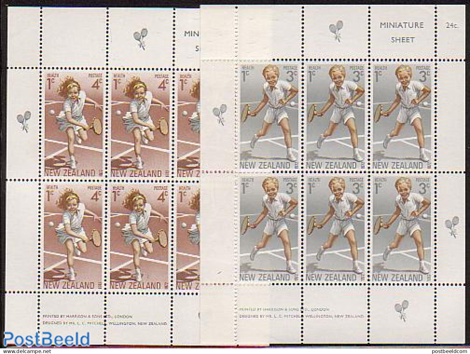 New Zealand 1972 Health, Tennis 2 S/s, Mint NH, Health - Sport - Health - Sport (other And Mixed) - Tennis - Unused Stamps