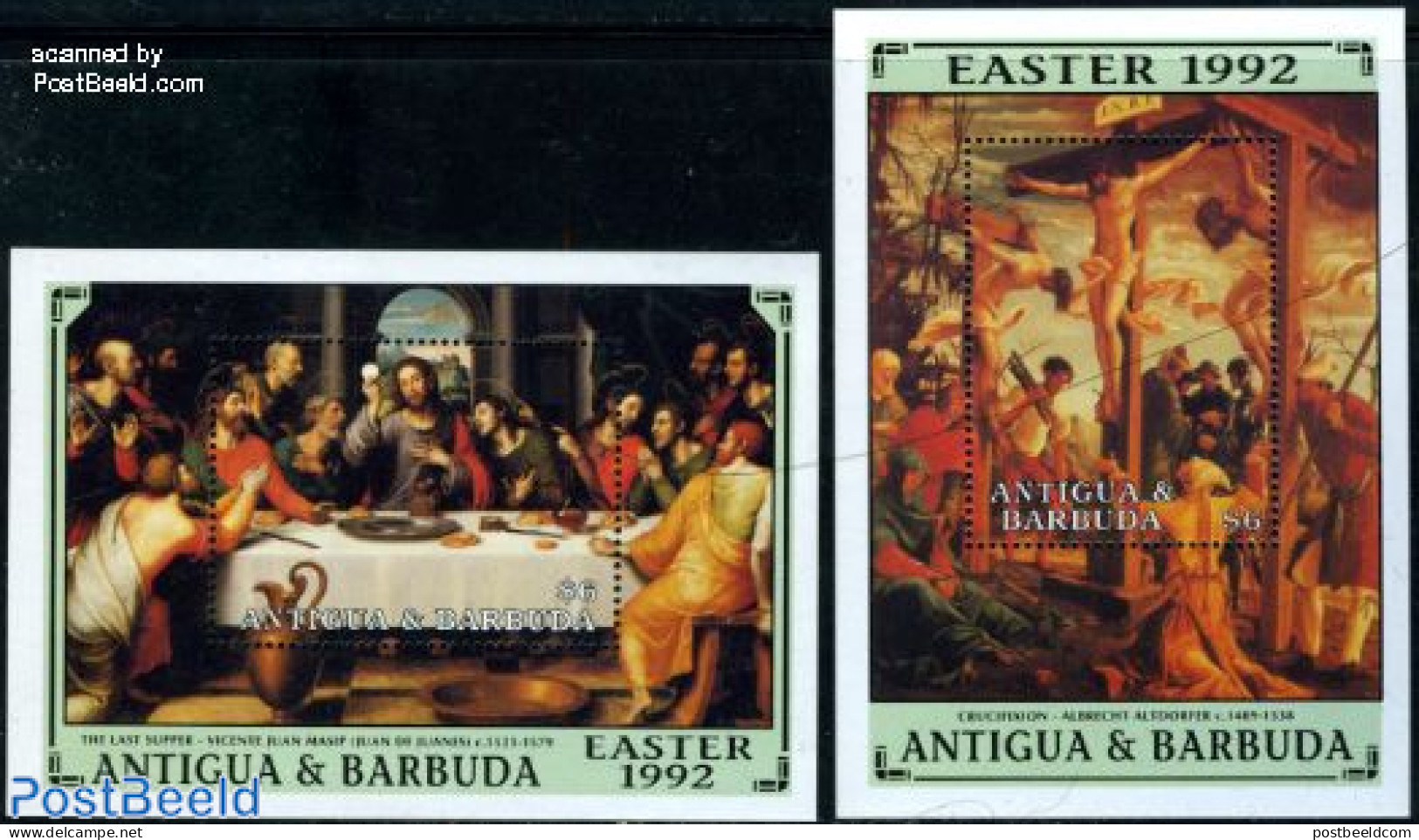 Antigua & Barbuda 1992 Easter, Paintings 2 S/s, Mint NH, Art - Paintings - Antigua Et Barbuda (1981-...)