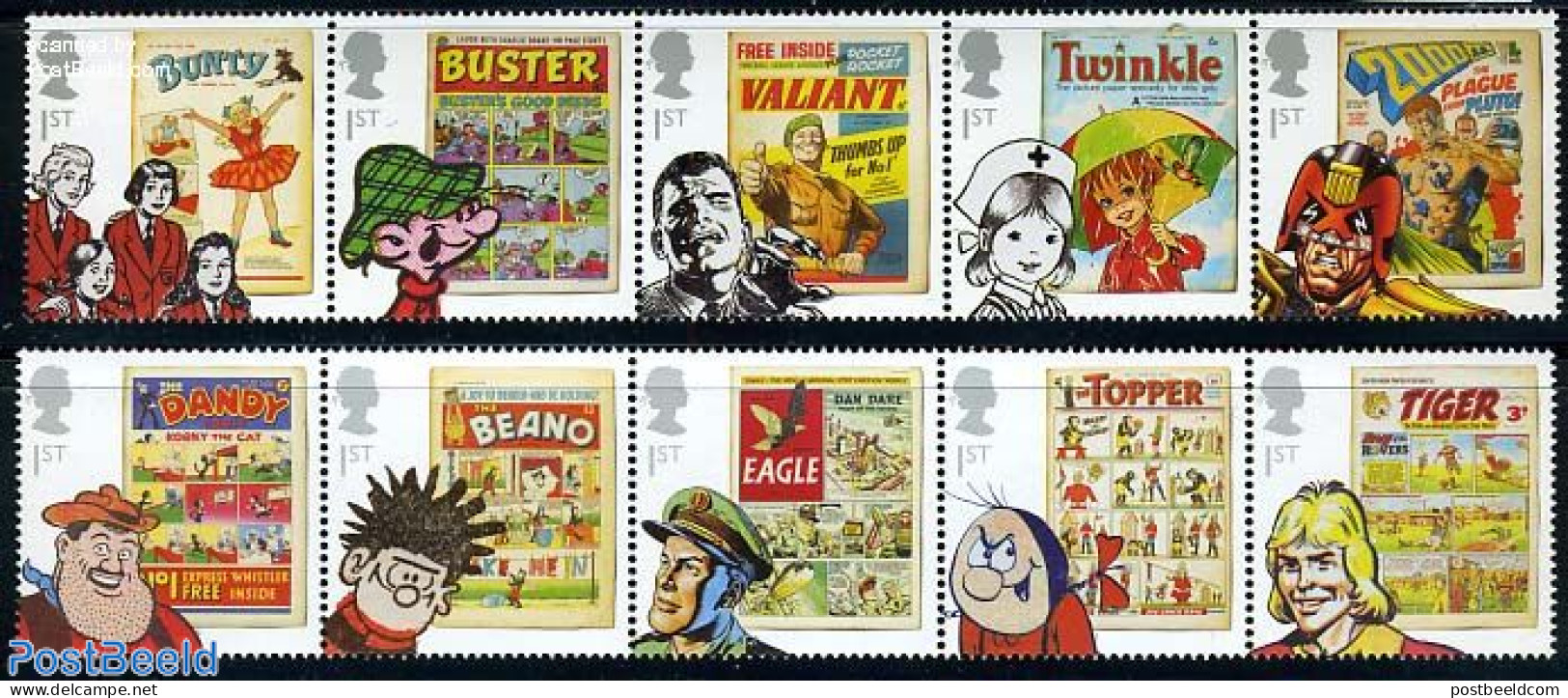 Great Britain 2012 Comics 10v (2x[::::]), Mint NH, Art - Comics (except Disney) - Unused Stamps