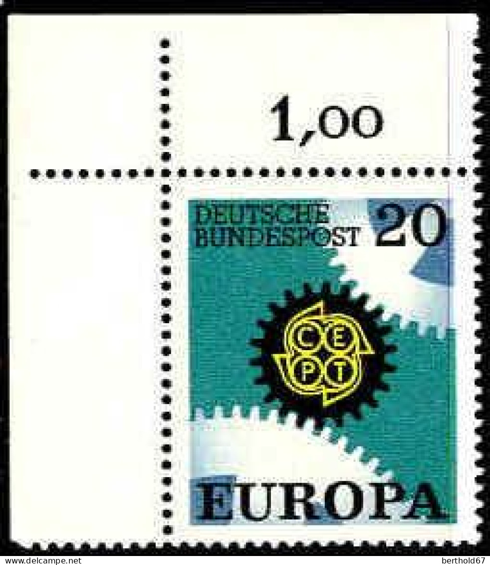 RFA Poste N** Yv: 398/399 Europa Cept Engrenages Coin De Feuille - Unused Stamps