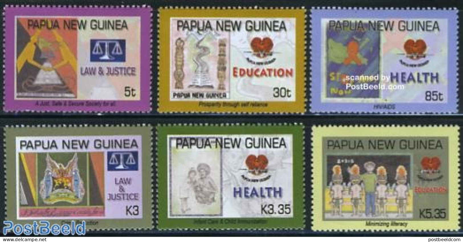 Papua New Guinea 2007 Health, Education & Justice 6v, Mint NH, Health - Science - Various - Health - Education - Justice - Papua New Guinea