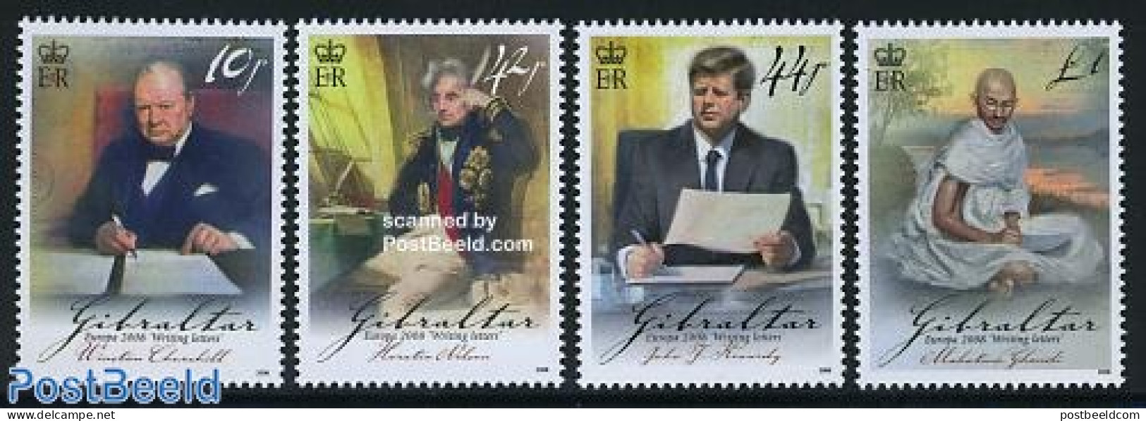 Gibraltar 2008 Europa, The Letter 4v, Mint NH, History - American Presidents - Churchill - Europa (cept) - Gandhi - Ar.. - Sir Winston Churchill