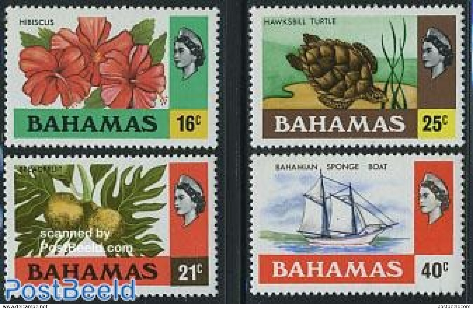 Bahamas 1976 Definitives 4v, Mint NH, Nature - Transport - Flowers & Plants - Fruit - Turtles - Ships And Boats - Fruits