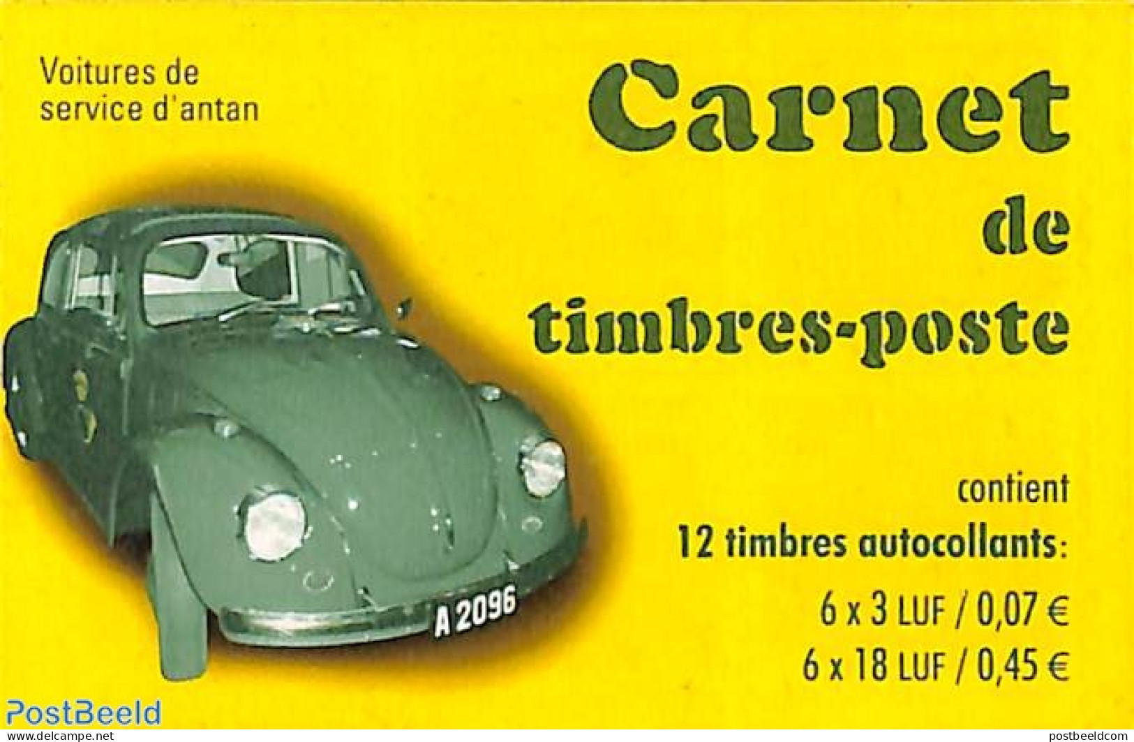 Luxemburg 2001 AUTOMOBILES BOOKLET, Mint NH, Transport - Post - Stamp Booklets - Automobiles - Neufs