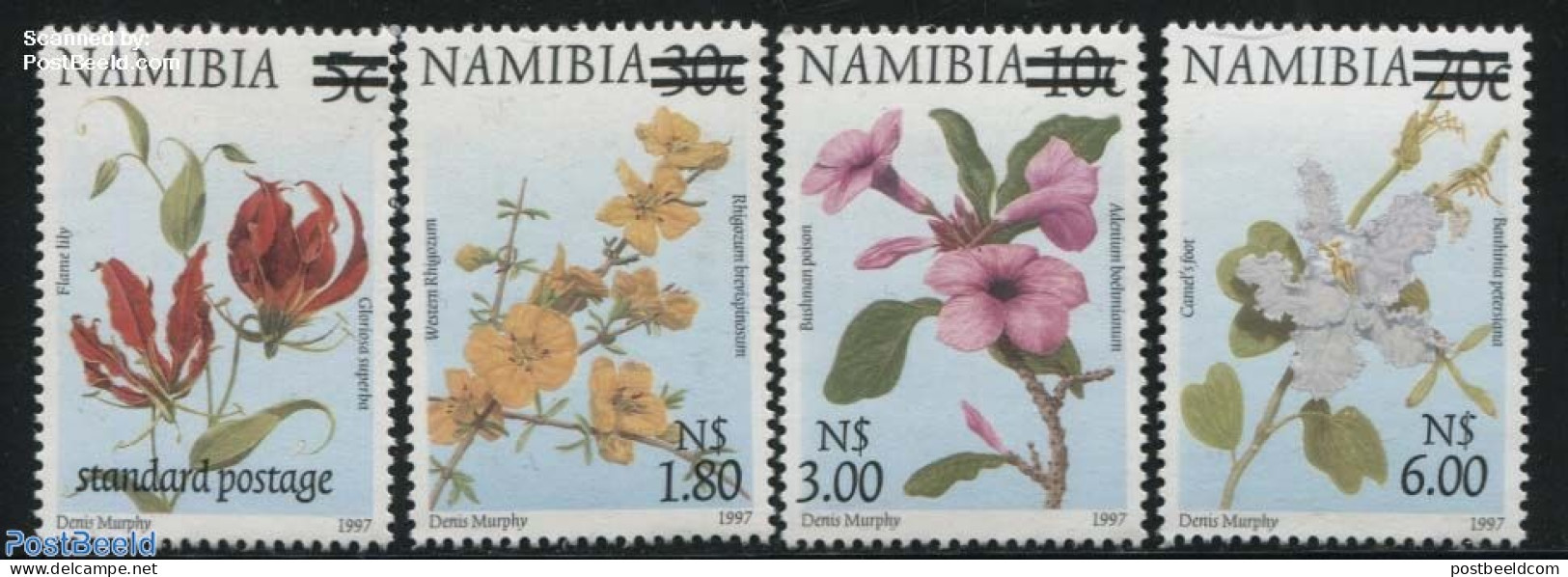 Namibia 2000 Flowers Overprinted 4v, Mint NH, Nature - Flowers & Plants - Namibia (1990- ...)