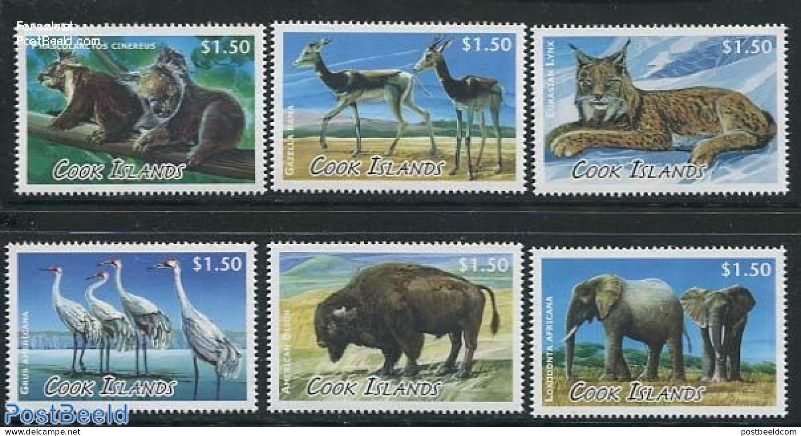 Cook Islands 2013 Wild Animals 6v, Mint NH, Nature - Animals (others & Mixed) - Birds - Cat Family - Elephants - Other & Unclassified