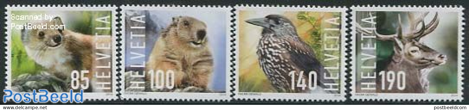 Switzerland 2014 Animals 4v, Mint NH, Nature - Animals (others & Mixed) - Birds - Deer - Neufs