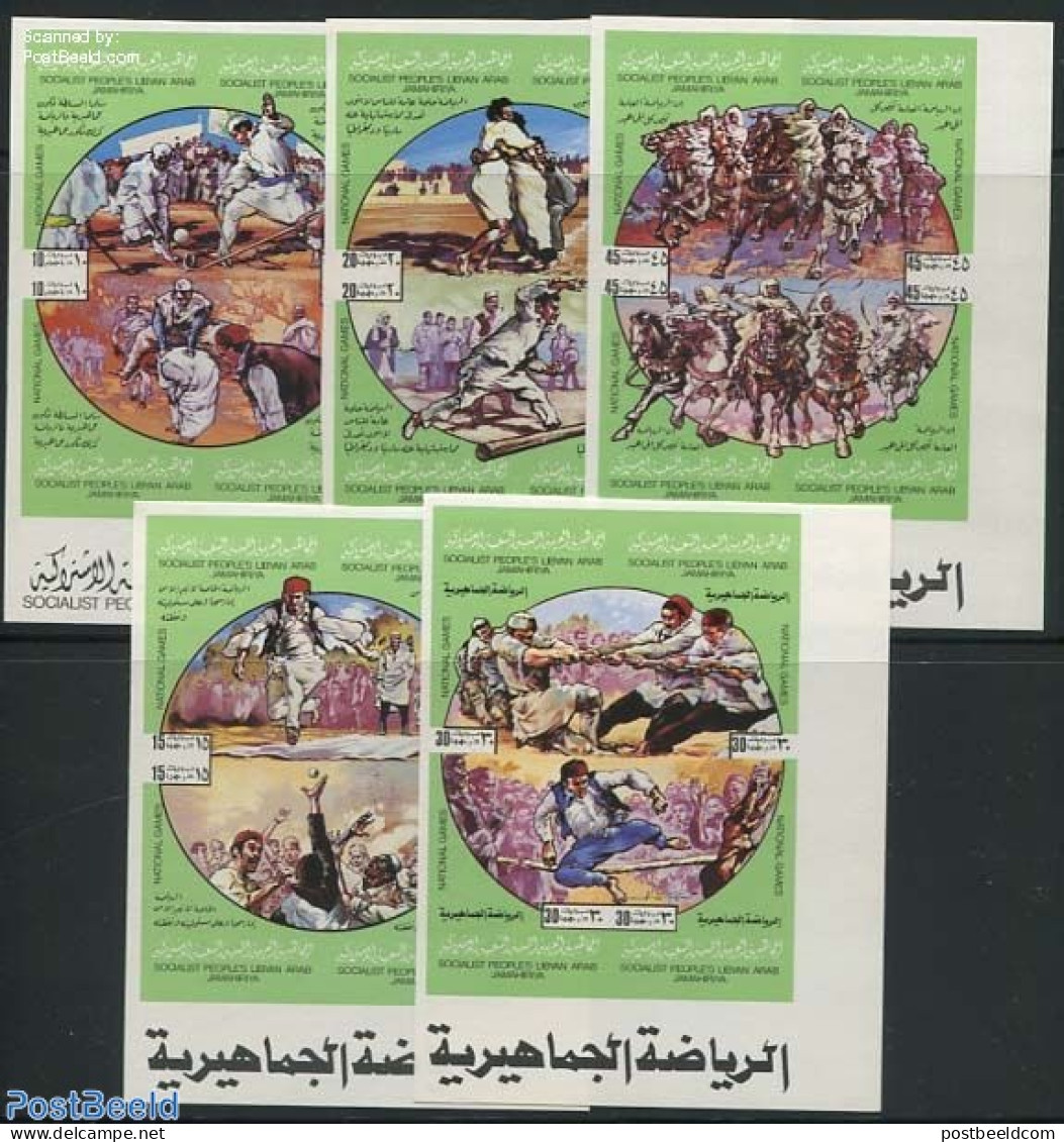 Libya Kingdom 1980 National Games 5x4v [+], Imperforated, Mint NH, Nature - Sport - Horses - Sport (other And Mixed) - Autres & Non Classés