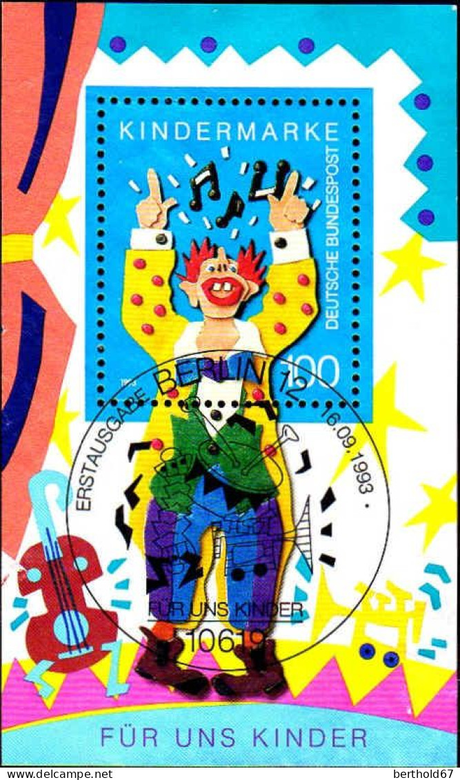 RFA Bloc Obl Yv:26 Mi:27 Für Uns Kinder Clown (F.day) Bonn 16-9-93 - 1991-2000