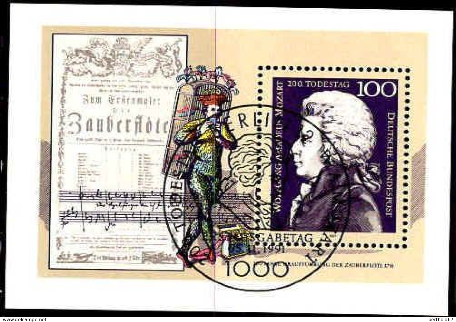 RFA Bloc Obl Yv:25 Mi:26 Amadeus Mozart (F.day) Fdc Berlin 05-11-1991 - 1991-2000