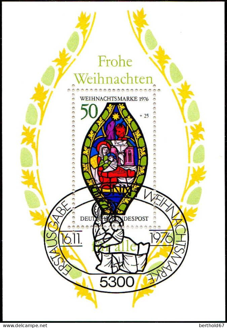 RFA Bloc Obl Yv:12 Mi:13 Frohe Weinachten Für Alle (F.day) Bonn 16-11-76 - 1959-1980