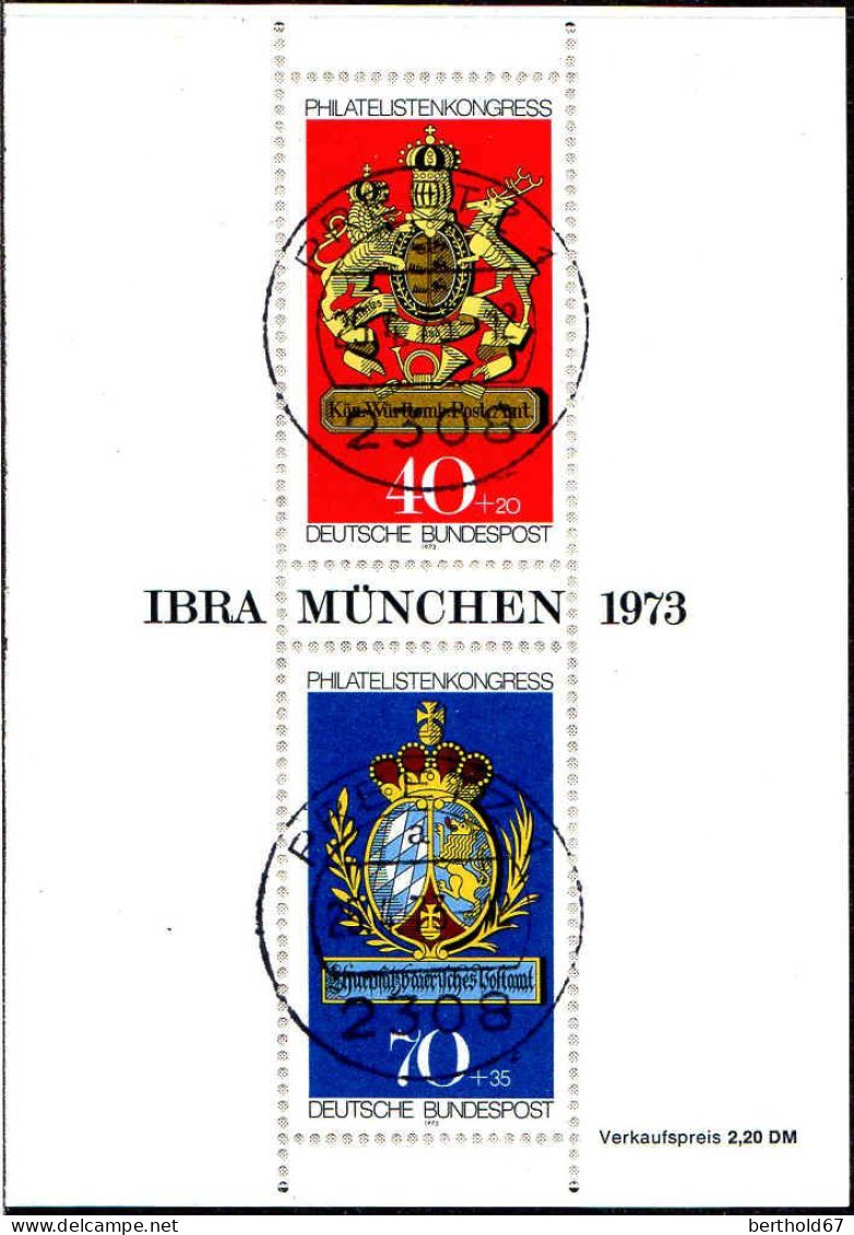 RFA Bloc Obl Yv: 8 Mi:9 IBRA München Enseignes De Poste (TB Cachet Rond) - 1959-1980