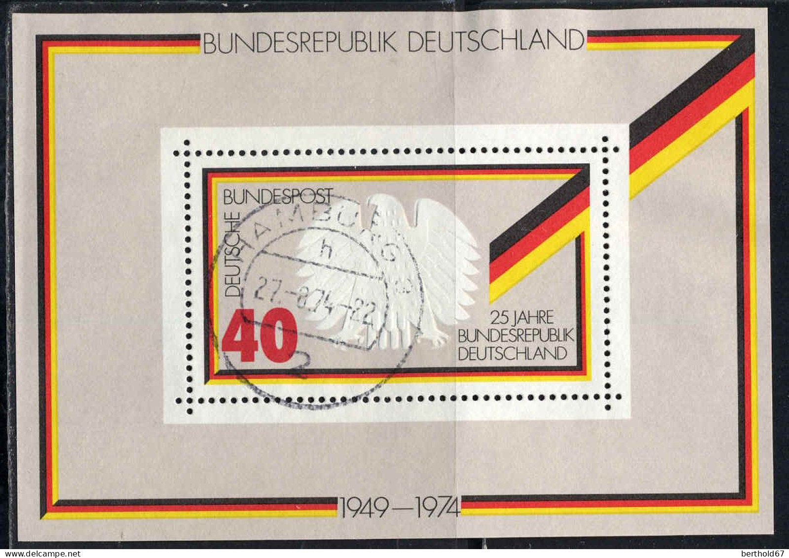 RFA Bloc Obl Yv: 9 Mi:10 25 Jahre Bundesrepublik Deutschland (TB Cachet à Date) - 1959-1980