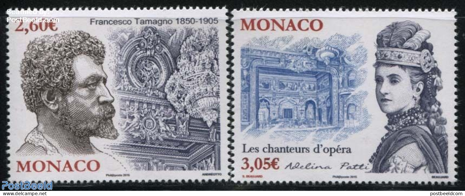 Monaco 2015 Opera Singers 2v, Mint NH, Performance Art - Music - Unused Stamps