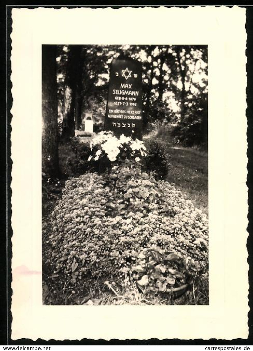 Fotografie Jüdisches Grab Des Max Seligmann 1878-1962, Grabstein Mit Davidstern  - Other & Unclassified