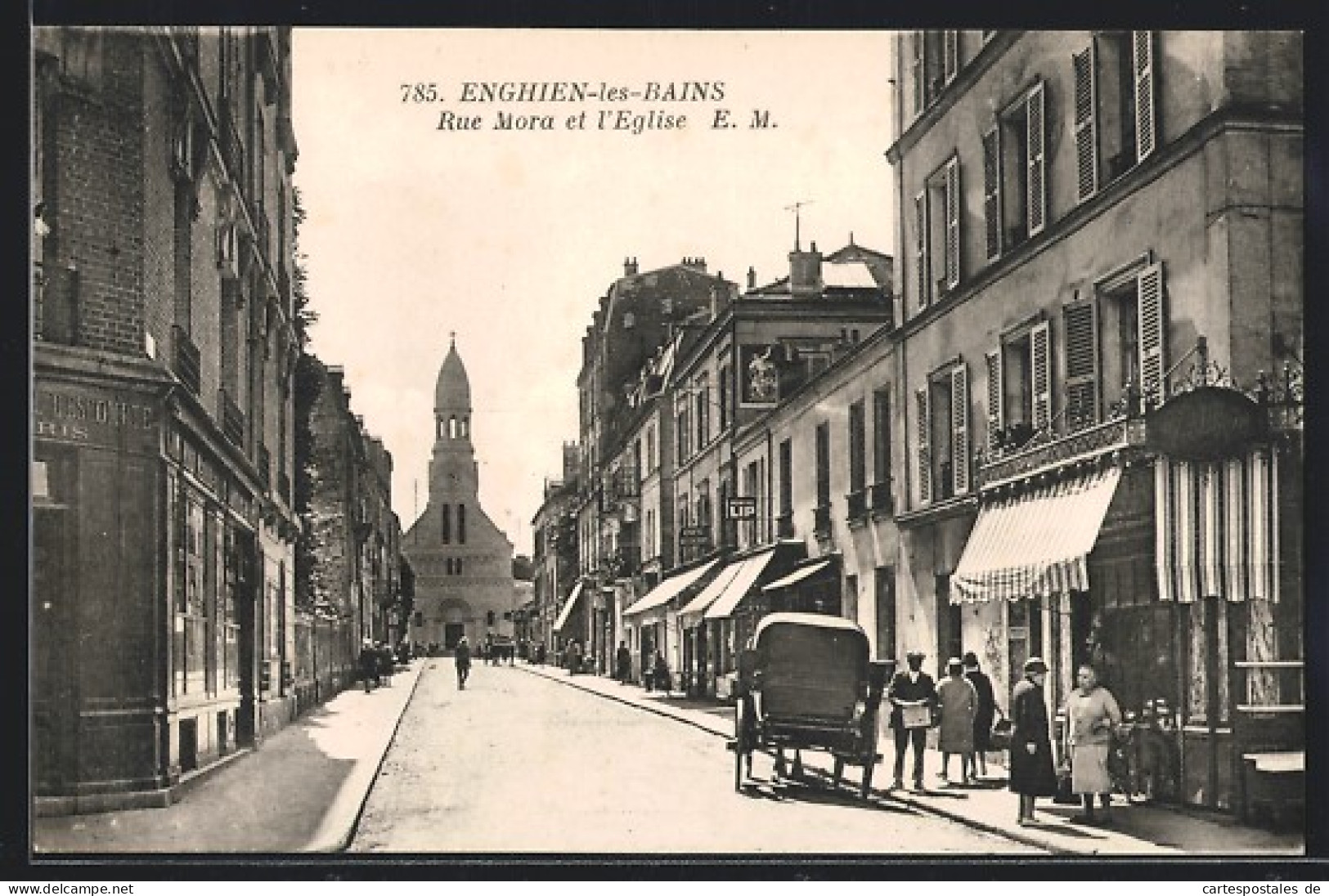 CPA Enghien-les-Bains, Rue Mora Et L`Eglise  - Enghien Les Bains