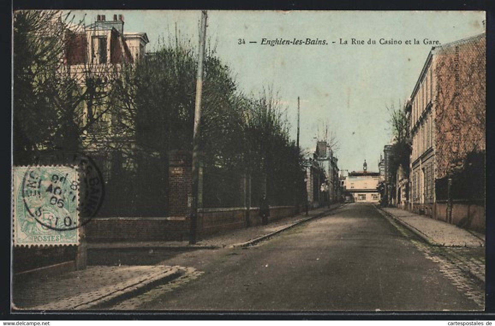 CPA Enghien-les-Bains, La Rue Du Casino Et La Gare  - Enghien Les Bains