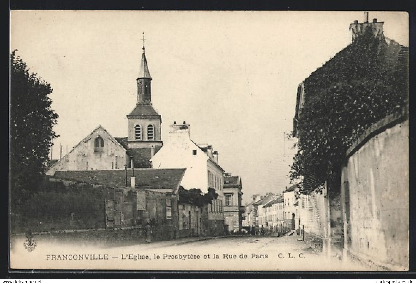 CPA Franconville, L`Eglise, Le Presbytère Et La Rue De Paris  - Franconville