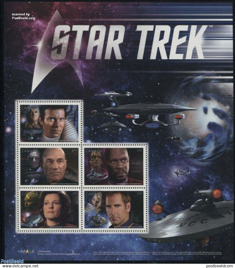 Canada 2017 Star Trek S/s, Mint NH, Performance Art - Transport - Film - Movie Stars - Radio And Television - Space Ex.. - Unused Stamps