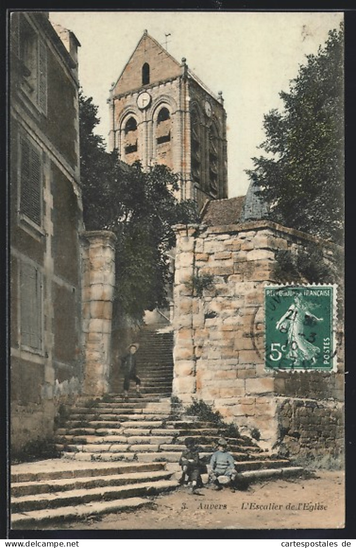 CPA Auvers, L`Escalier De L`Eglise  - Other & Unclassified