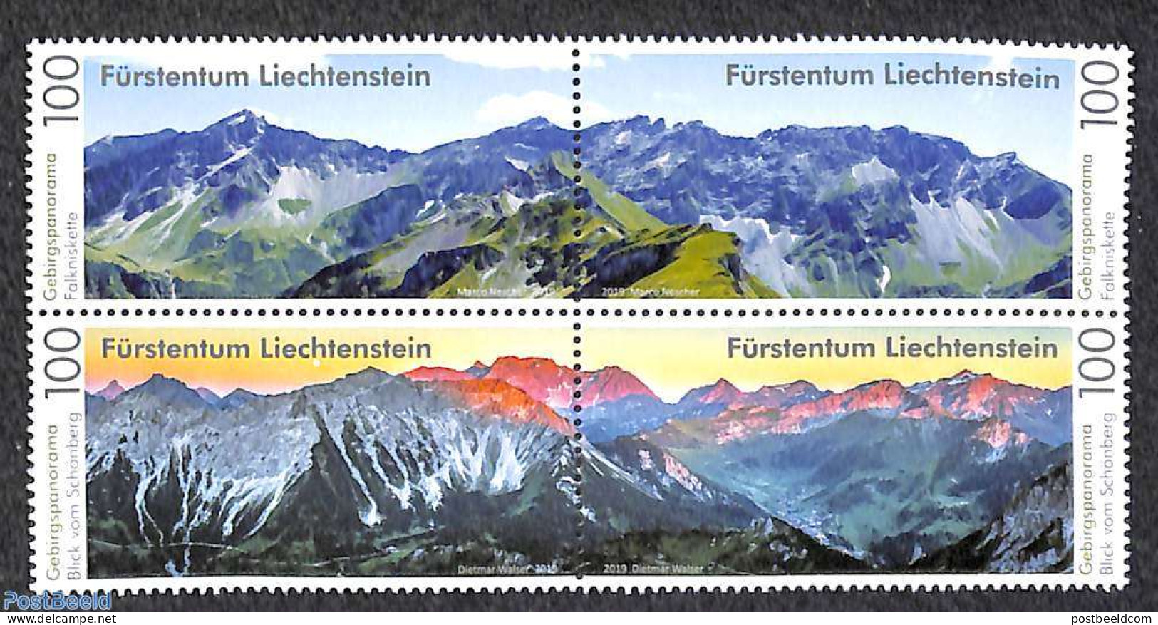 Liechtenstein 2019 Mountain Panorama 4v [+], Mint NH, Sport - Mountains & Mountain Climbing - Ongebruikt