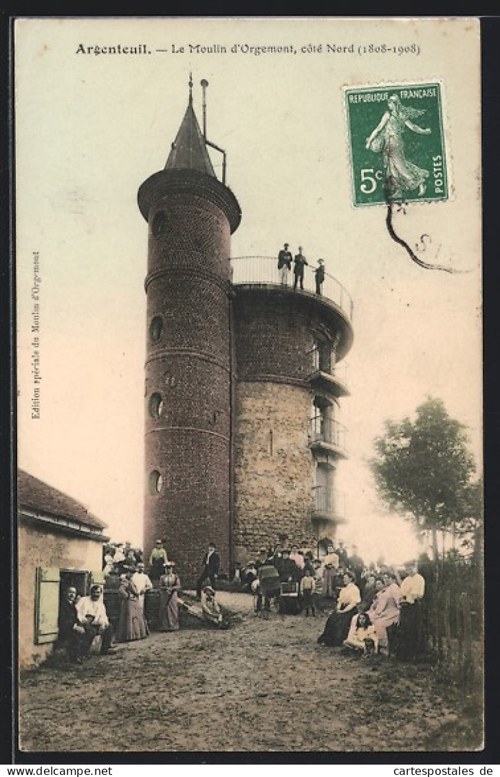 CPA Argenteuil, Le Moulin D`Orgemont, Côté Nord 1808-1908  - Argenteuil