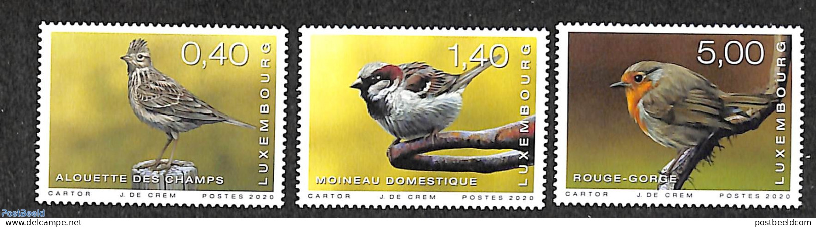 Luxemburg 2020 Rare Birds 3v, Mint NH, Nature - Birds - Neufs