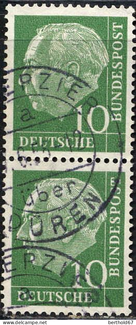 RFA Poste Obl Yv:  67 Mi:183 Theodor Heuss Paire Paire (TB Cachet Rond) - Used Stamps