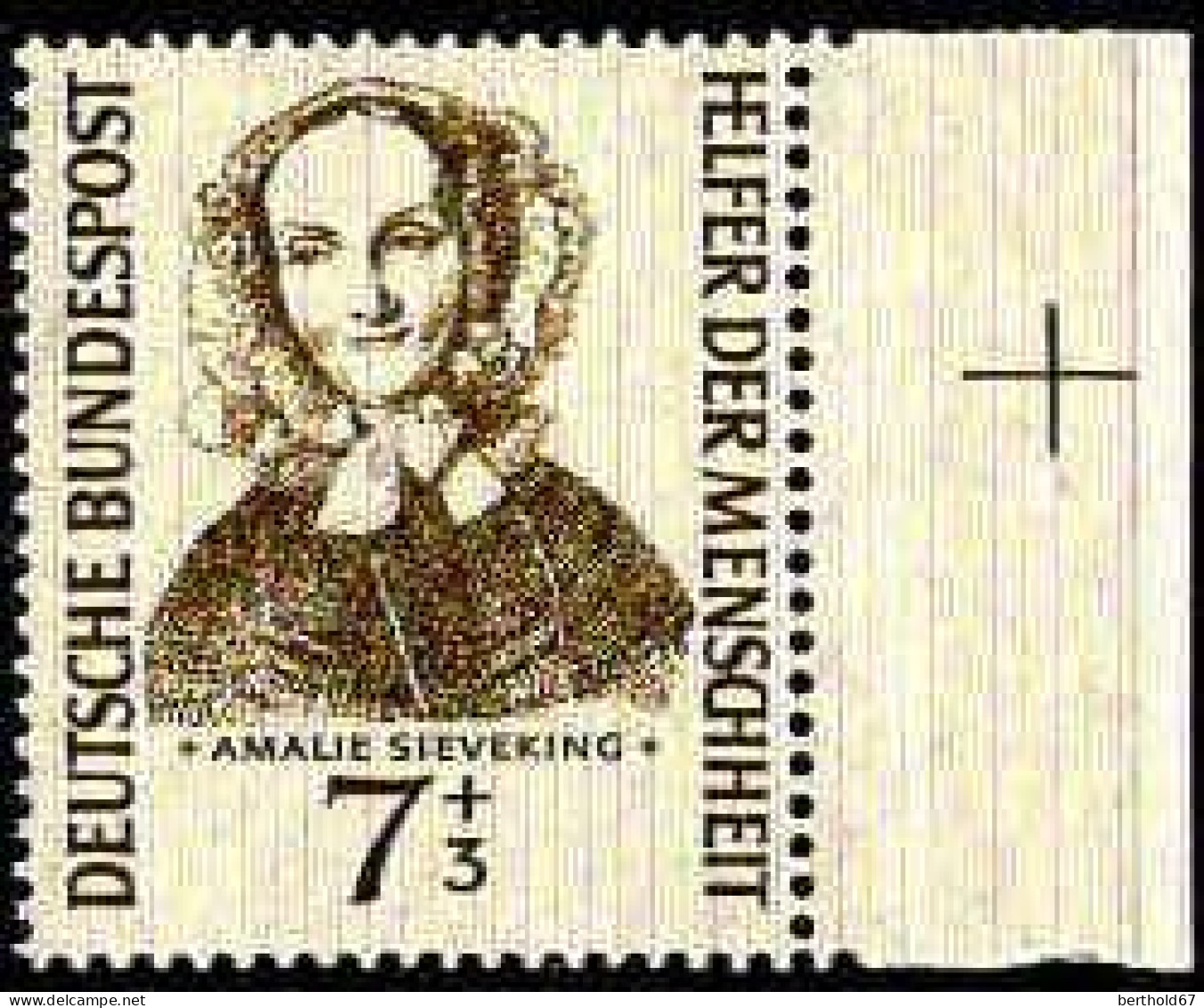 RFA Poste N** Yv:  98 Mi:222 Amalie Sieveking Infirmière Allemande Bord De Feuille Petit Pli - Unused Stamps