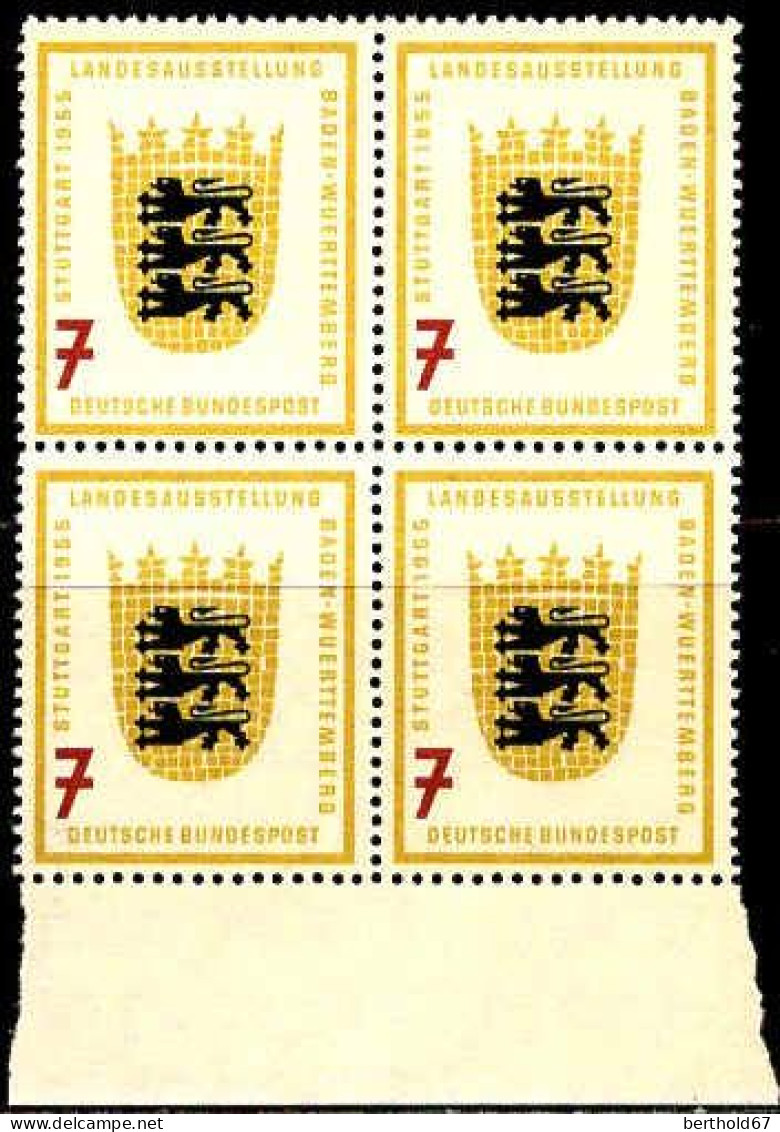 RFA Poste N** Yv:  89 Mi:212 Landesausstellung Baden-Württemberg Stuttgart Bloc De 4 Bord De Feuille - Unused Stamps