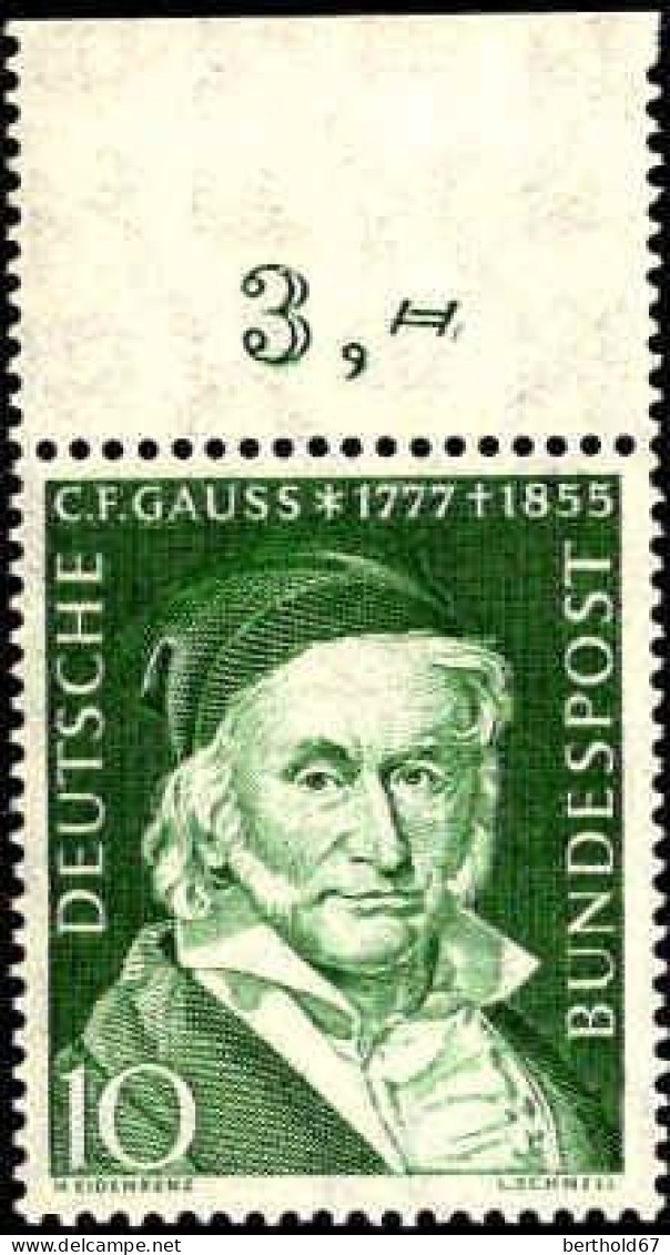 RFA Poste N** Yv:  80 Mi:204 Carl Friedrich Gauss Astronome & Mathématicien Bord De Feuille - Unused Stamps
