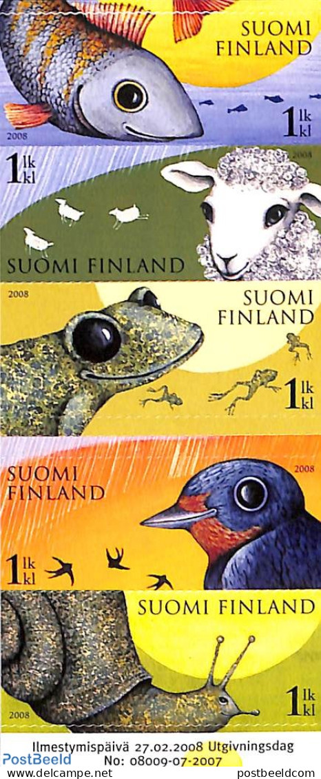 Finland 2008 Weather Warning Animals 5v S-a, Mint NH, Nature - Science - Animals (others & Mixed) - Birds - Cattle - F.. - Neufs