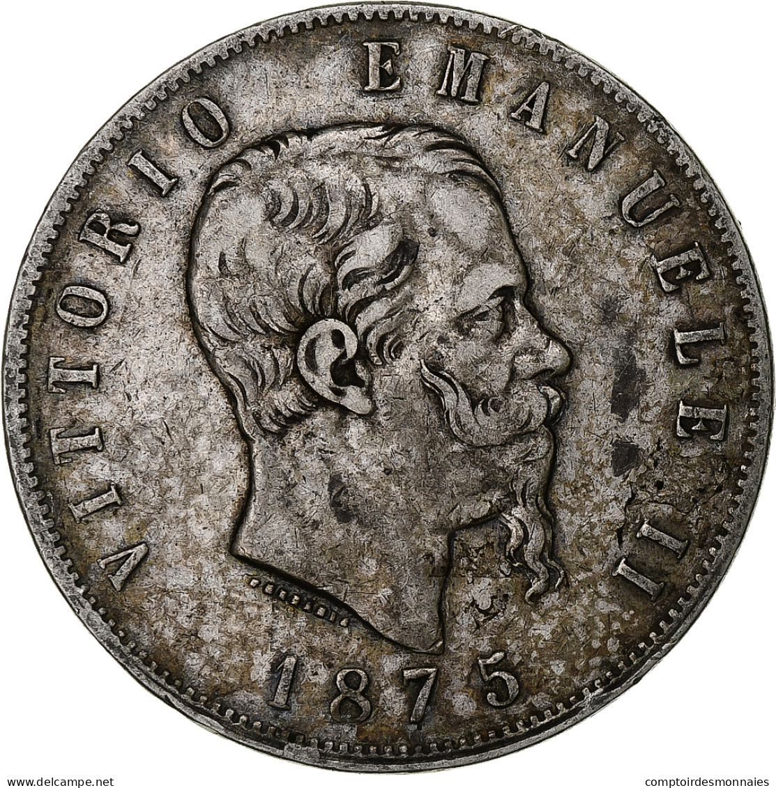Italie, Vittorio Emanuele II, 5 Lire, 1875, Milan, Argent, TB, KM:8.3 - 1861-1878 : Victor Emmanuel II