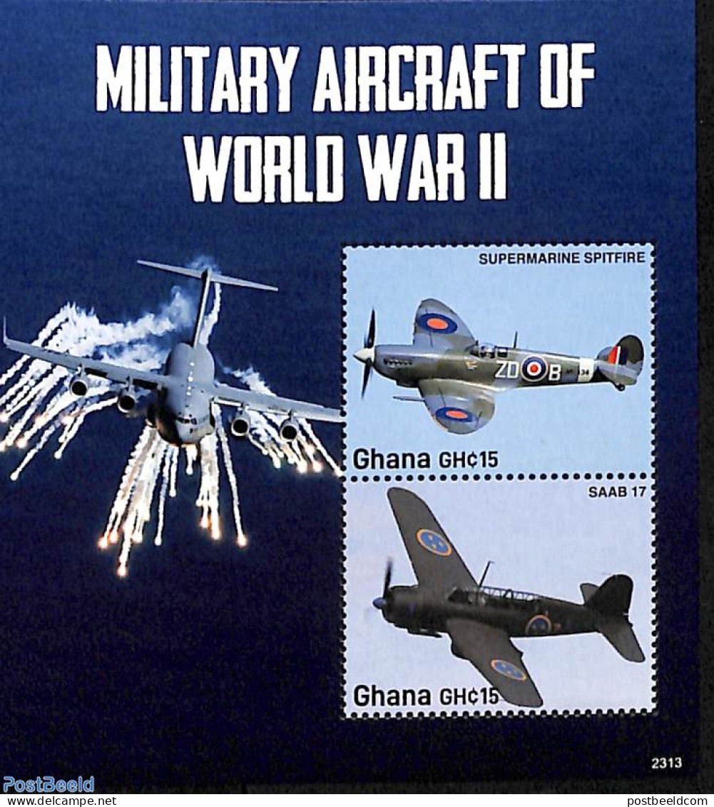 Ghana 2023 Military Aircraft Of World War II S/s, Mint NH, History - Transport - World War II - Aircraft & Aviation - WW2