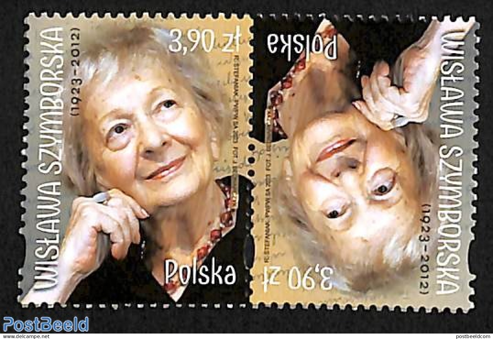 Poland 2023 Wislawa Szymborska 1v, Tete Beche Pair, Mint NH, Art - Authors - Unused Stamps
