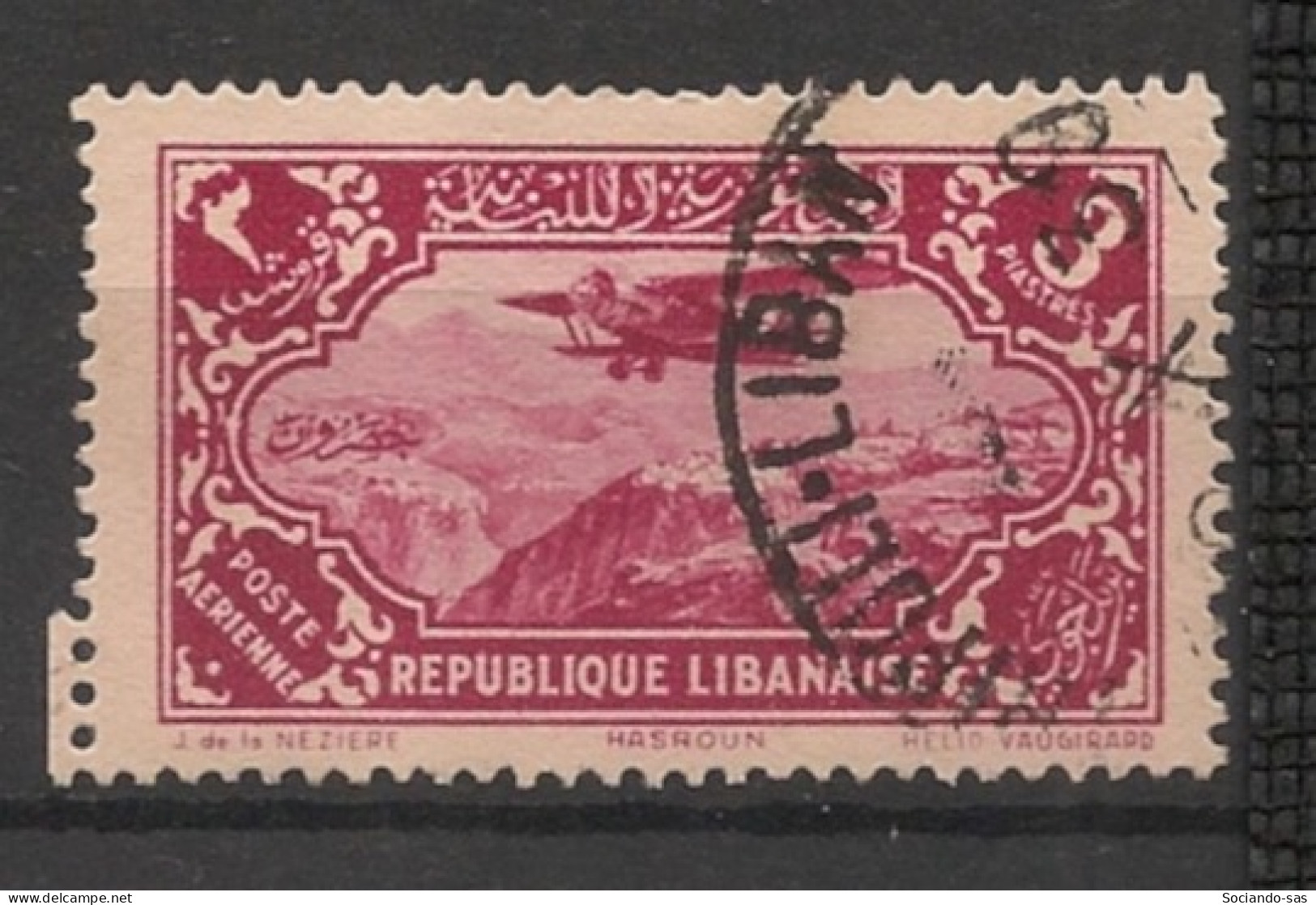 GRAND LIBAN - 1930-31 - Poste Aérienne PA N°YT. 42 - Avion 3pi Rose-lilas - Oblitéré / Used - Gebraucht