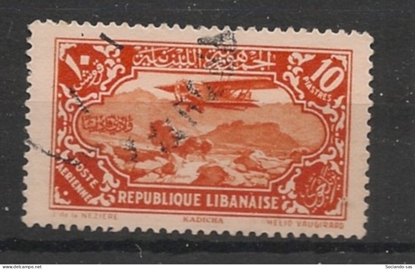 GRAND LIBAN - 1930-31 - Poste Aérienne PA N°YT. 44 - Avion 10pi Vermillon - Oblitéré / Used - Used Stamps