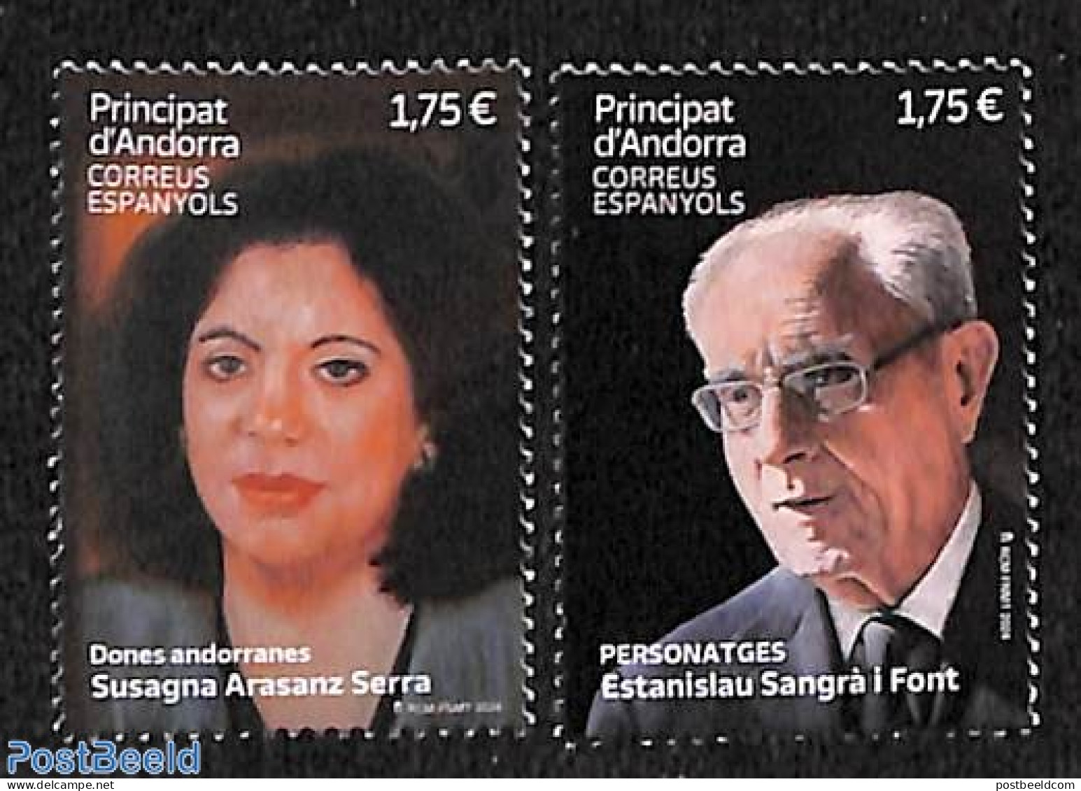 Andorra, Spanish Post 2024 Susagna Arasanz Serra And Estanislau Sangra I Font, Mint NH, History - Politicians - Neufs