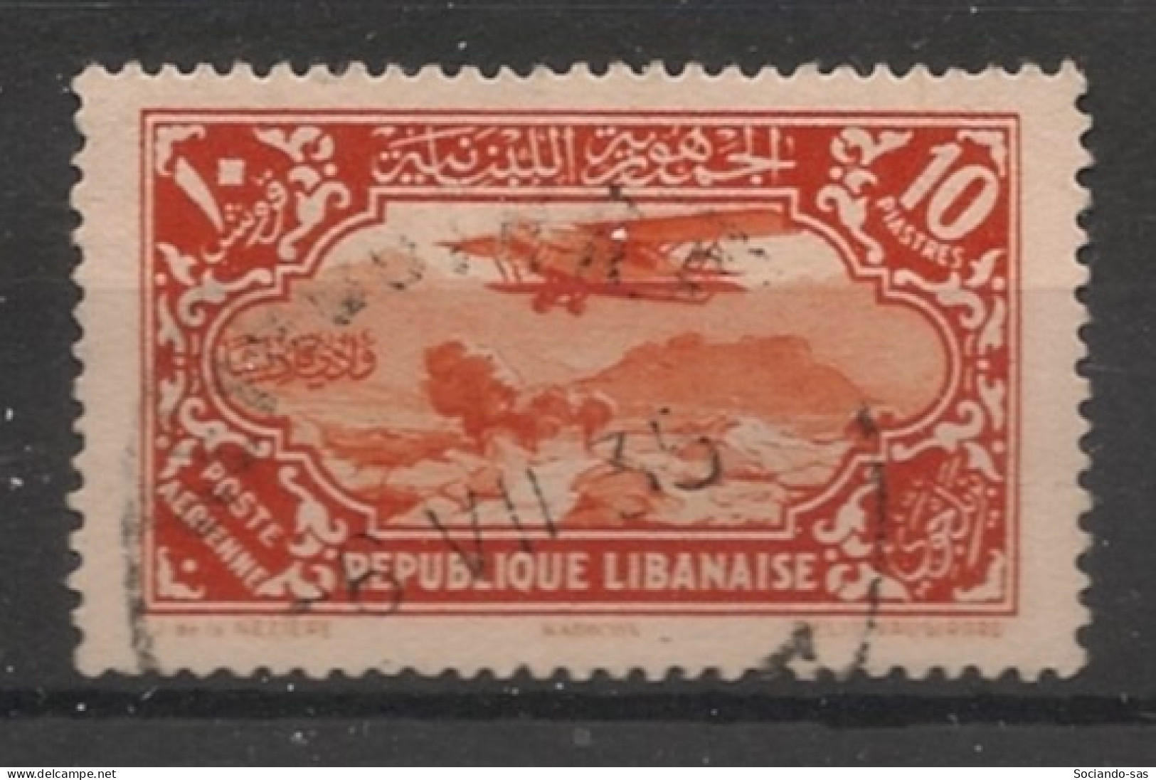 GRAND LIBAN - 1930-31 - Poste Aérienne PA N°YT. 44 - Avion 10pi Vermillon - Oblitéré / Used - Usados