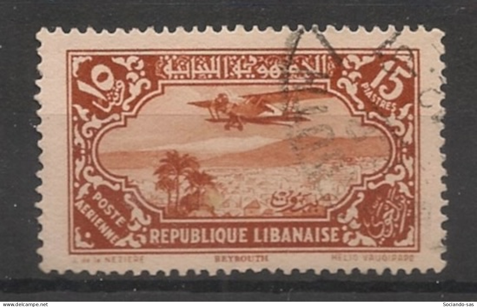 GRAND LIBAN - 1930-31 - Poste Aérienne PA N°YT. 45 - Avion 15pi Brun-jaune - Oblitéré / Used - Oblitérés