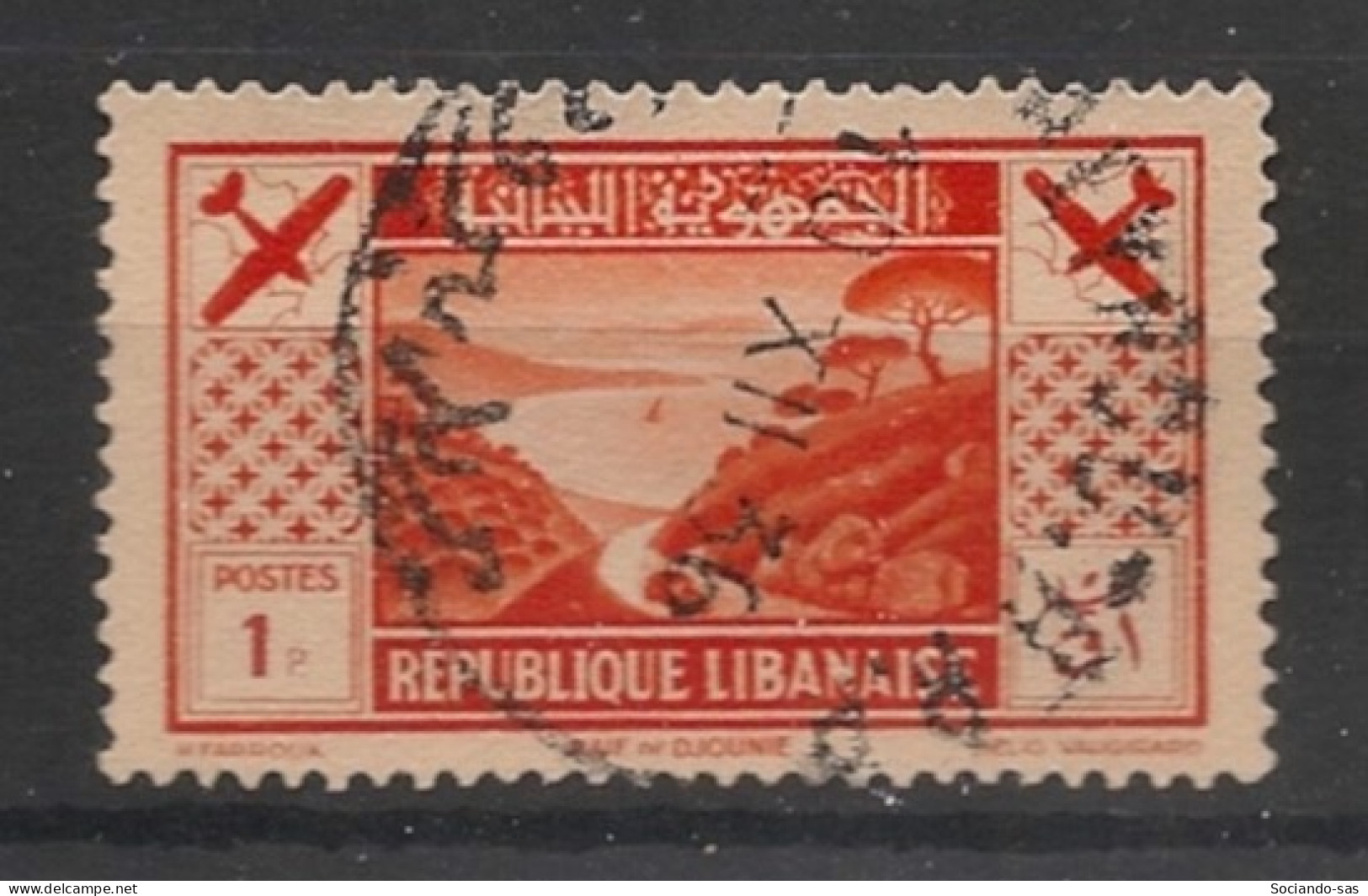 GRAND LIBAN - 1936 - Poste Aérienne PA N°YT. 50 - Avion 1pi Rouge - Oblitéré / Used - Oblitérés